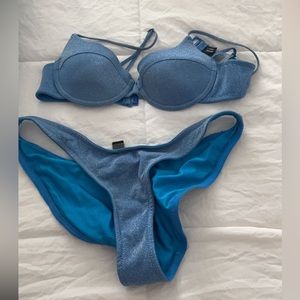 Triangle Blue sparkle bikini set